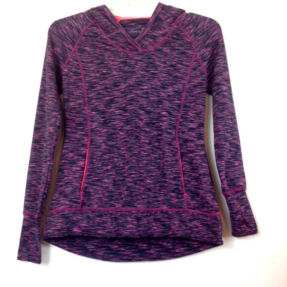 Tangerine Pullover Space Dye Long Sleeve Workout Athletic Top - Picture 1 of 8